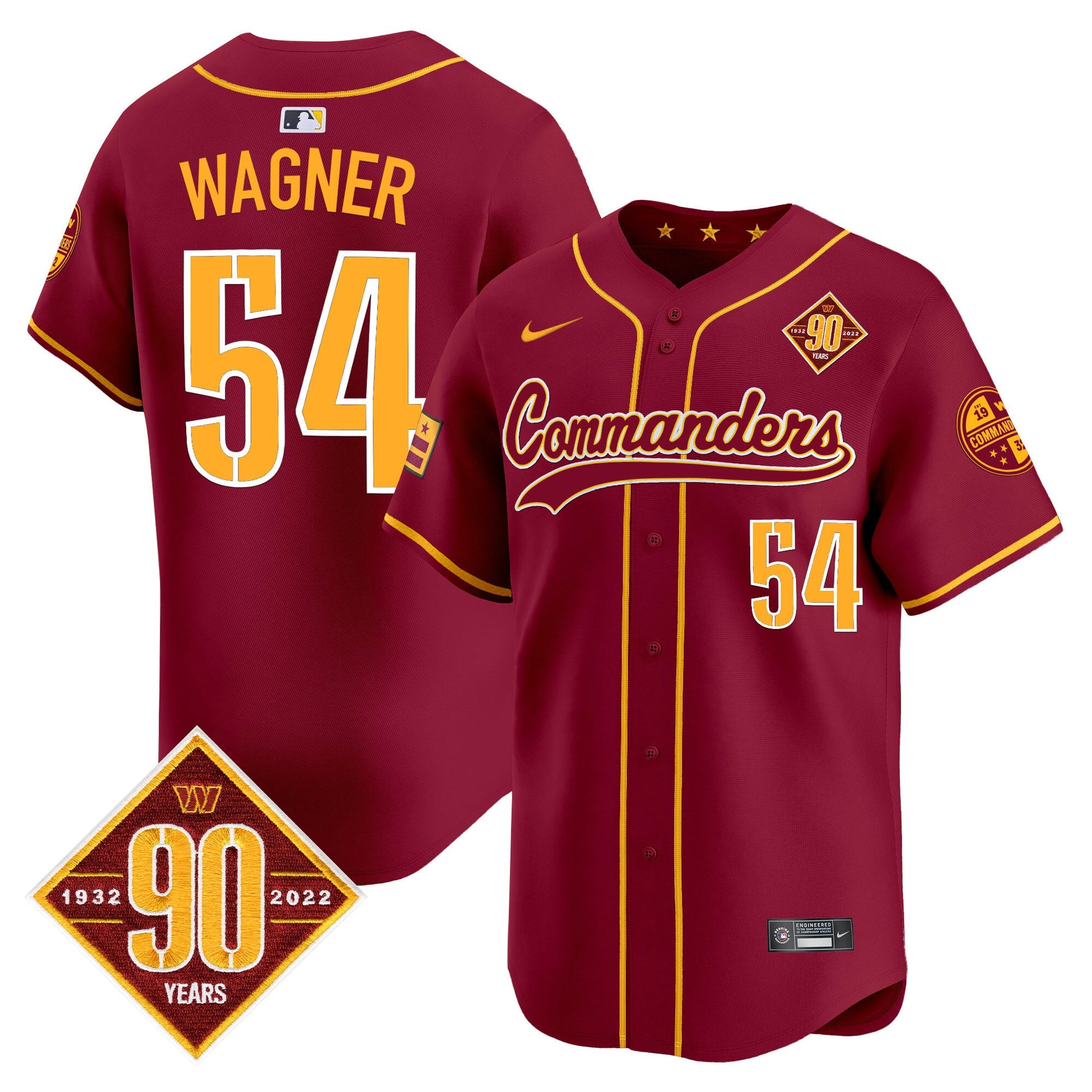 Men's Washington Commanders 90th Anniversary Patch Vapor Premier Limited Jersey - All Stitched