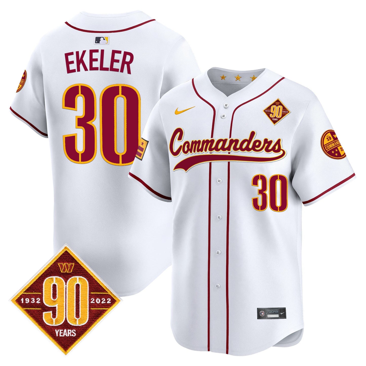 Men's Washington Commanders 90th Anniversary Patch Vapor Premier Limited Jersey - All Stitched