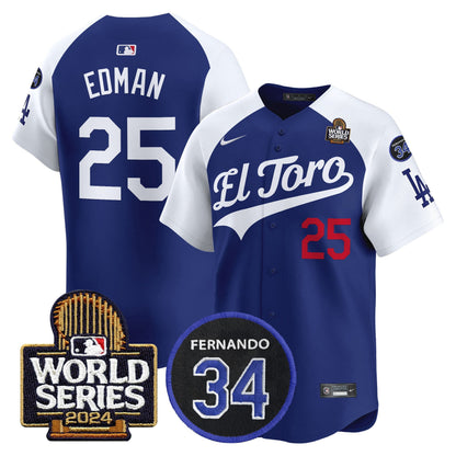 Dodgers El Toro 2024 World Series Patch Vapor Premier Limited Jersey - All Stitched