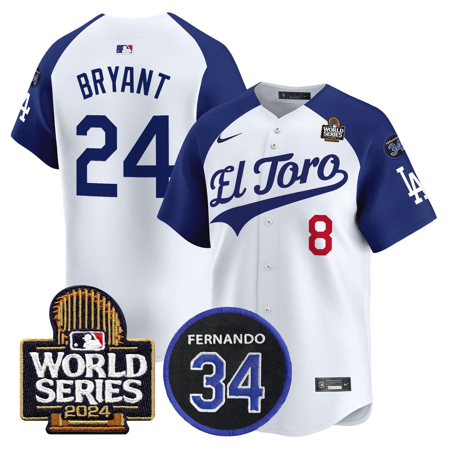 Dodgers El Toro 2024 World Series Patch Vapor Premier Limited Jersey - All Stitched