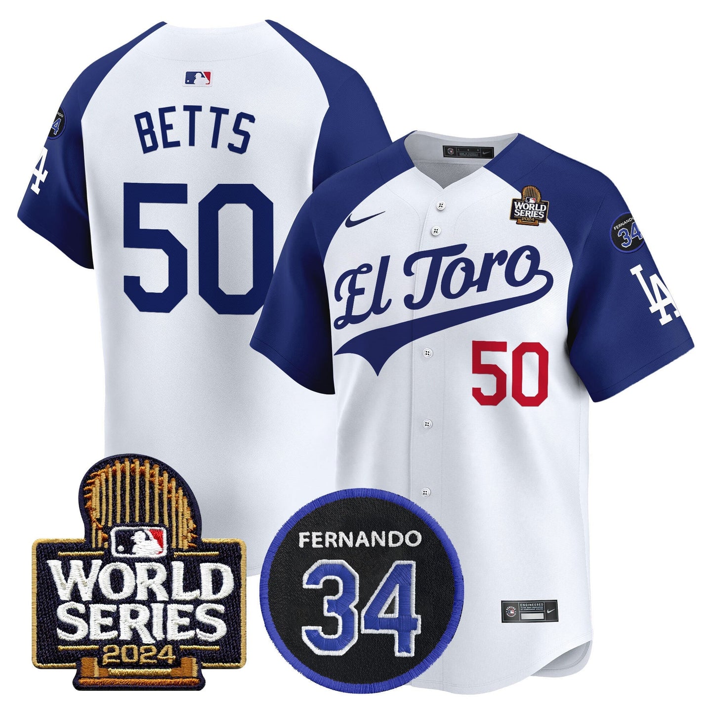 Dodgers El Toro 2024 World Series Patch Vapor Premier Limited Jersey - All Stitched