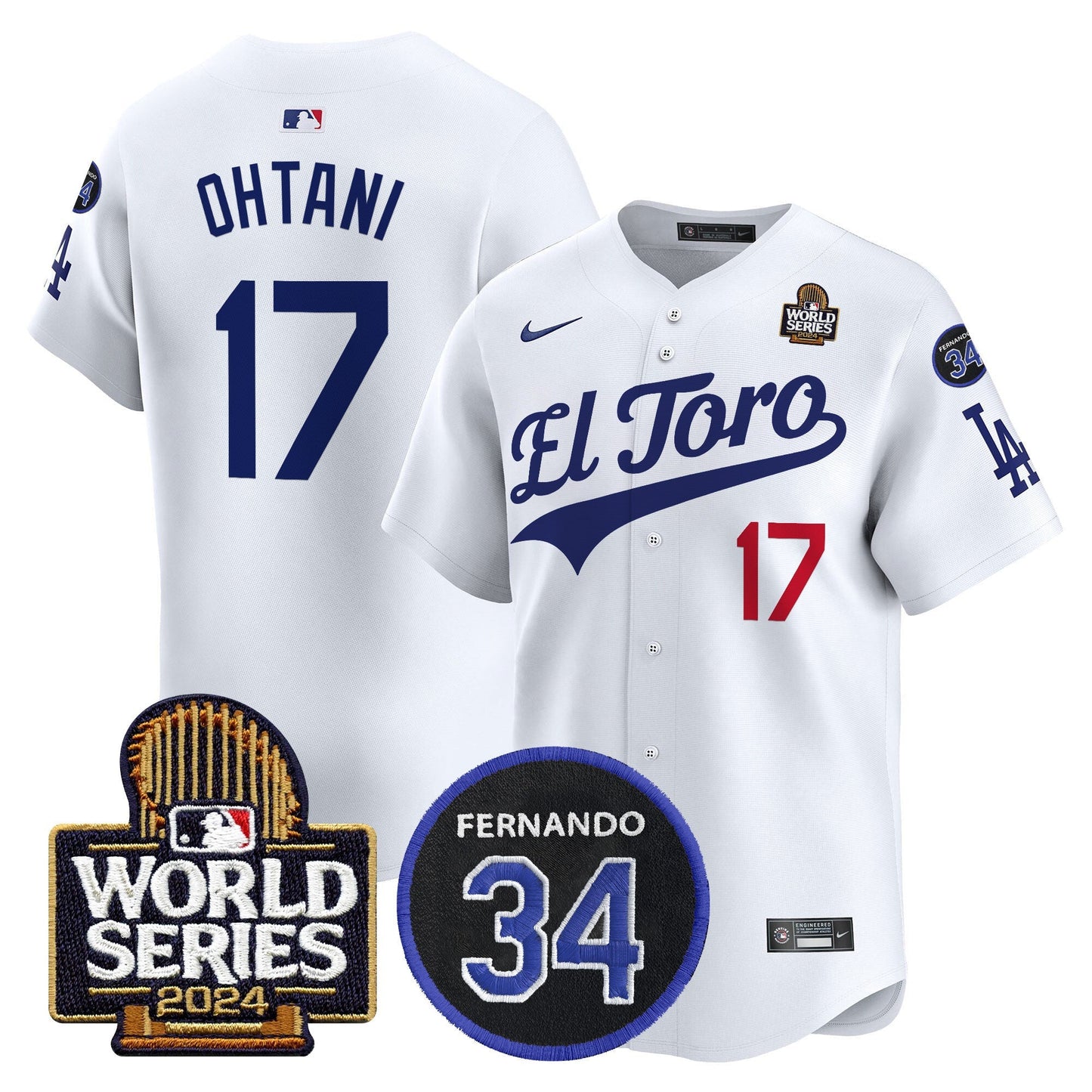 Dodgers El Toro 2024 World Series Patch Vapor Premier Limited Jersey - All Stitched