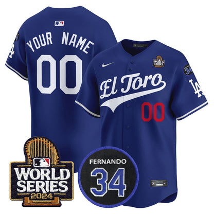 Dodgers El Toro 2024 World Series Patch Vapor Premier Limited Custom Jersey - All Stitched