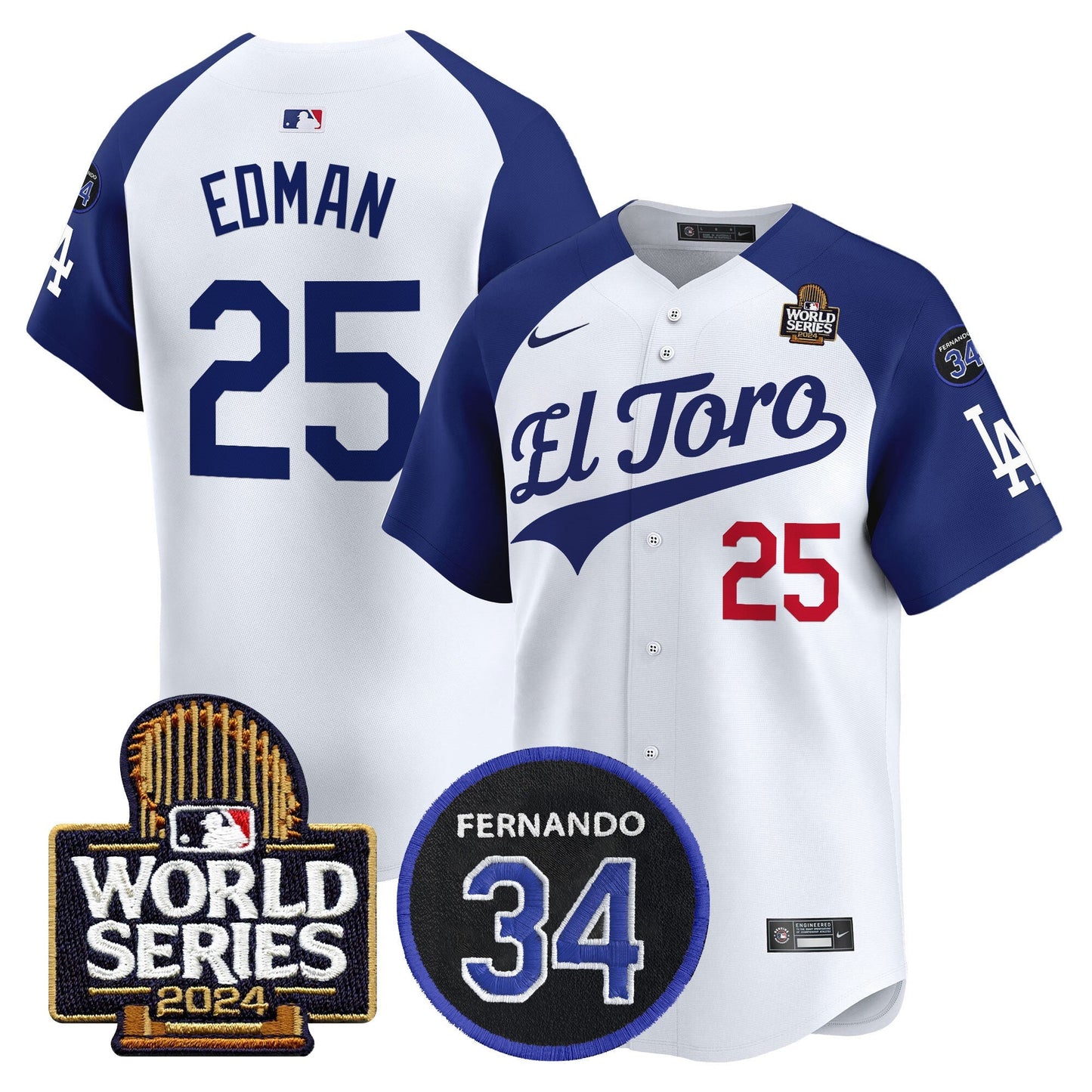 Dodgers El Toro 2024 World Series Patch Vapor Premier Limited Jersey - All Stitched