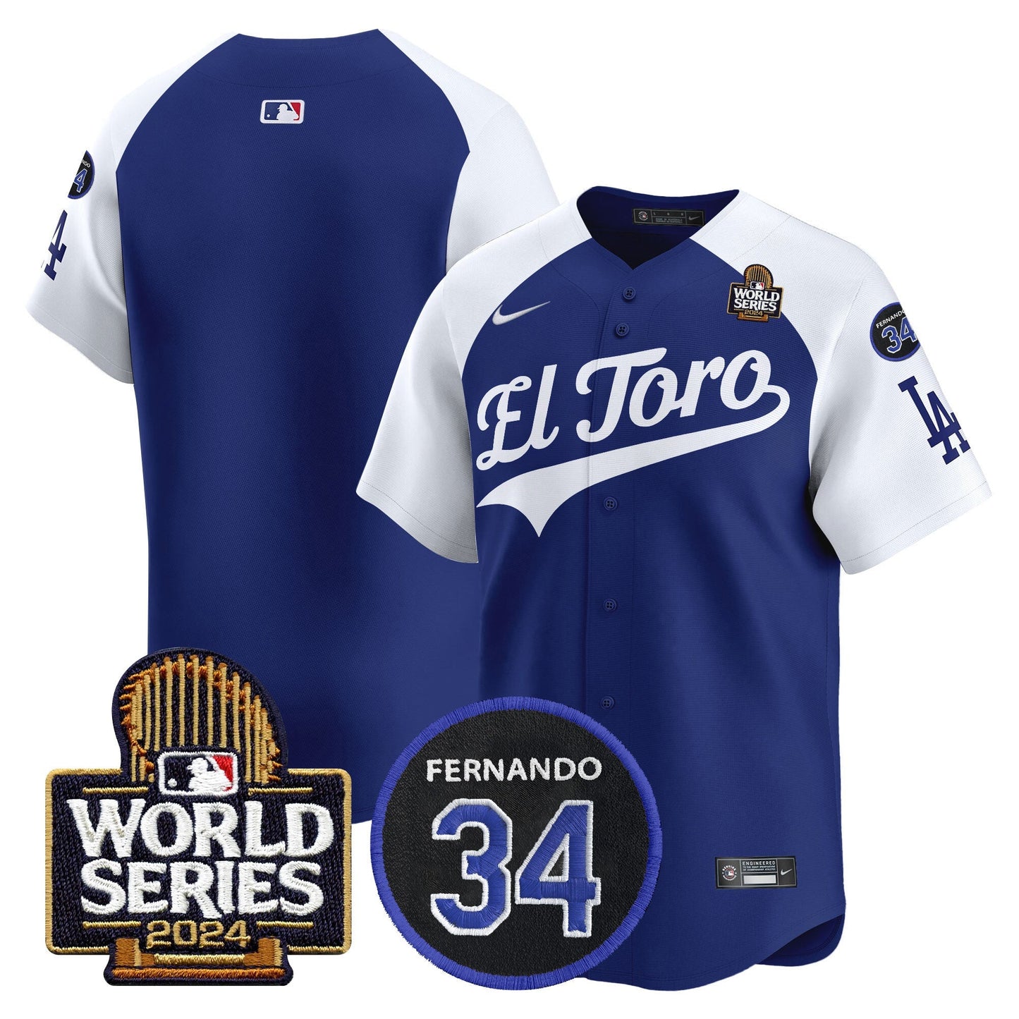 Dodgers El Toro 2024 World Series Patch Vapor Premier Limited Jersey - All Stitched