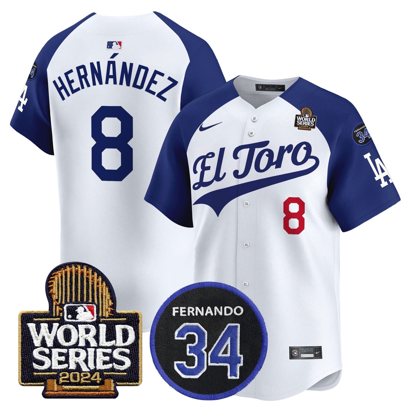 Dodgers El Toro 2024 World Series Patch Vapor Premier Limited Jersey - All Stitched