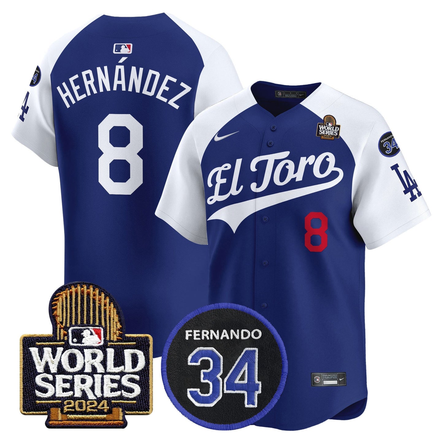 Dodgers El Toro 2024 World Series Patch Vapor Premier Limited Jersey - All Stitched