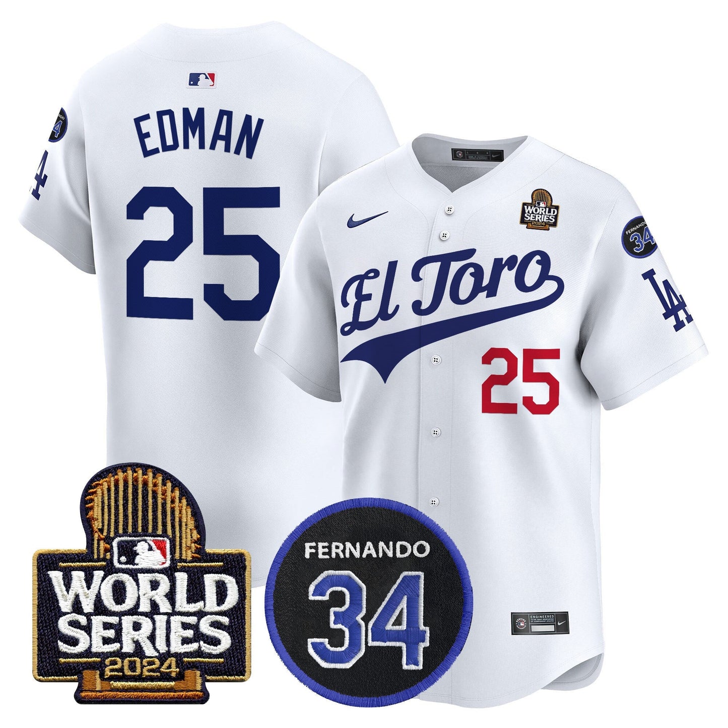 Dodgers El Toro 2024 World Series Patch Vapor Premier Limited Jersey - All Stitched
