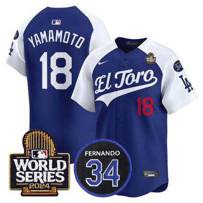 Dodgers El Toro 2024 World Series Patch Vapor Premier Limited Jersey - All Stitched