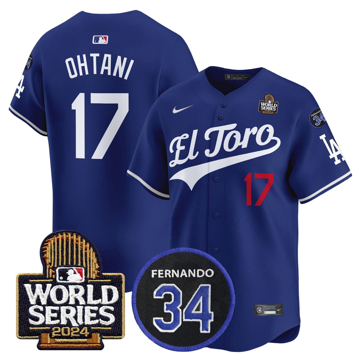 Dodgers El Toro 2024 World Series Patch Vapor Premier Limited Jersey - All Stitched