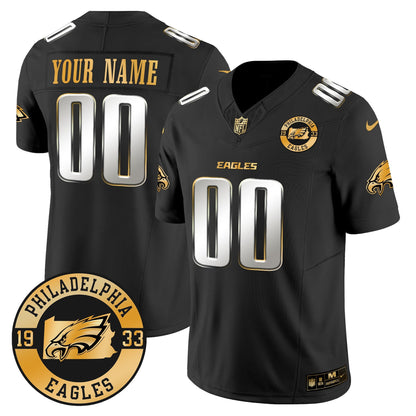 Eagles 2024 Gold Vapor Limited Custom Jersey - Est. 1933 Patch - All Stitched