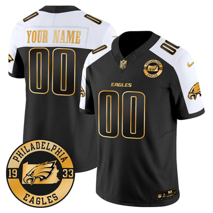 Eagles 2024 Gold Vapor Limited Custom Jersey - Est. 1933 Patch - All Stitched