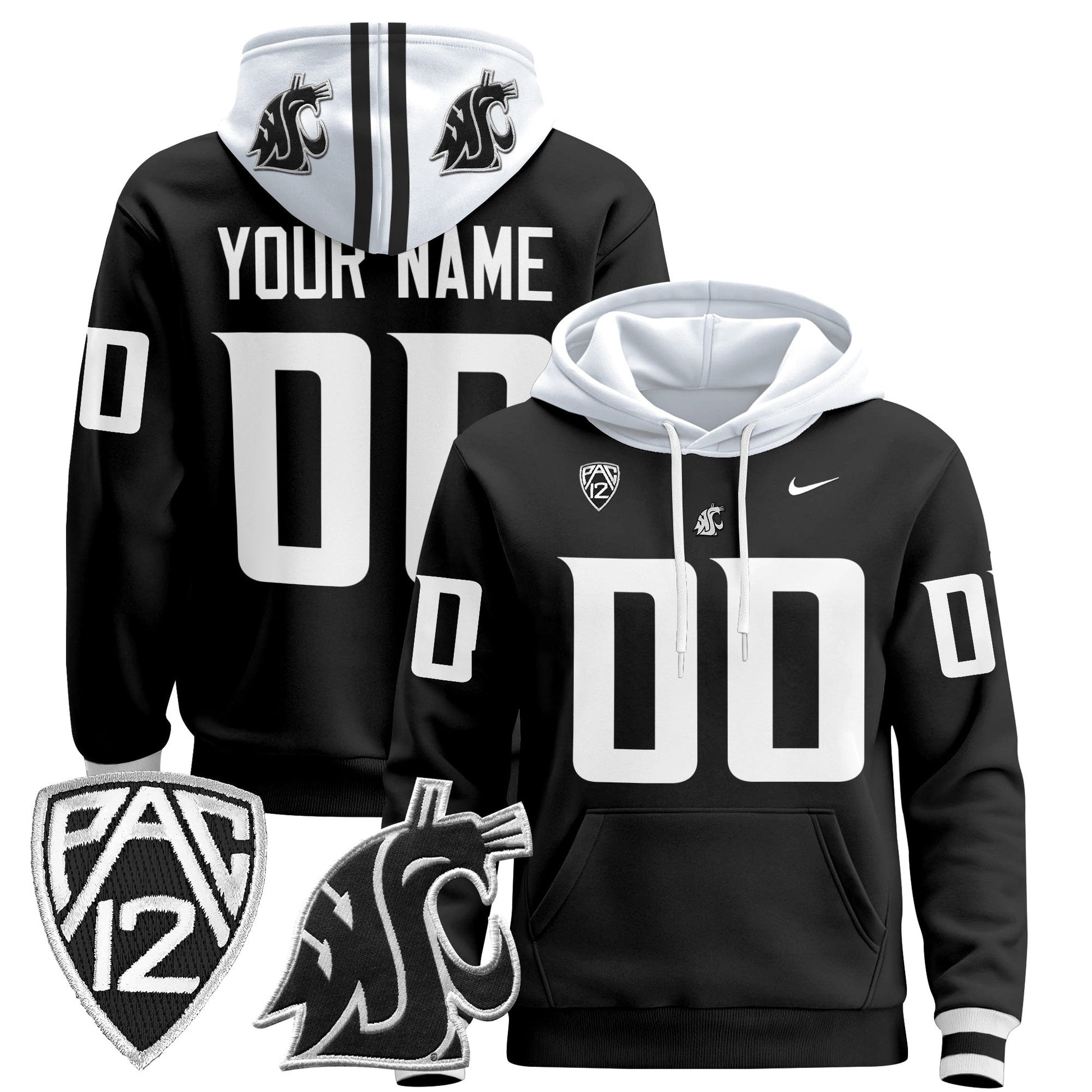 Washington State Cougars 2024 Custom Pullover Hoodie - All Stitched