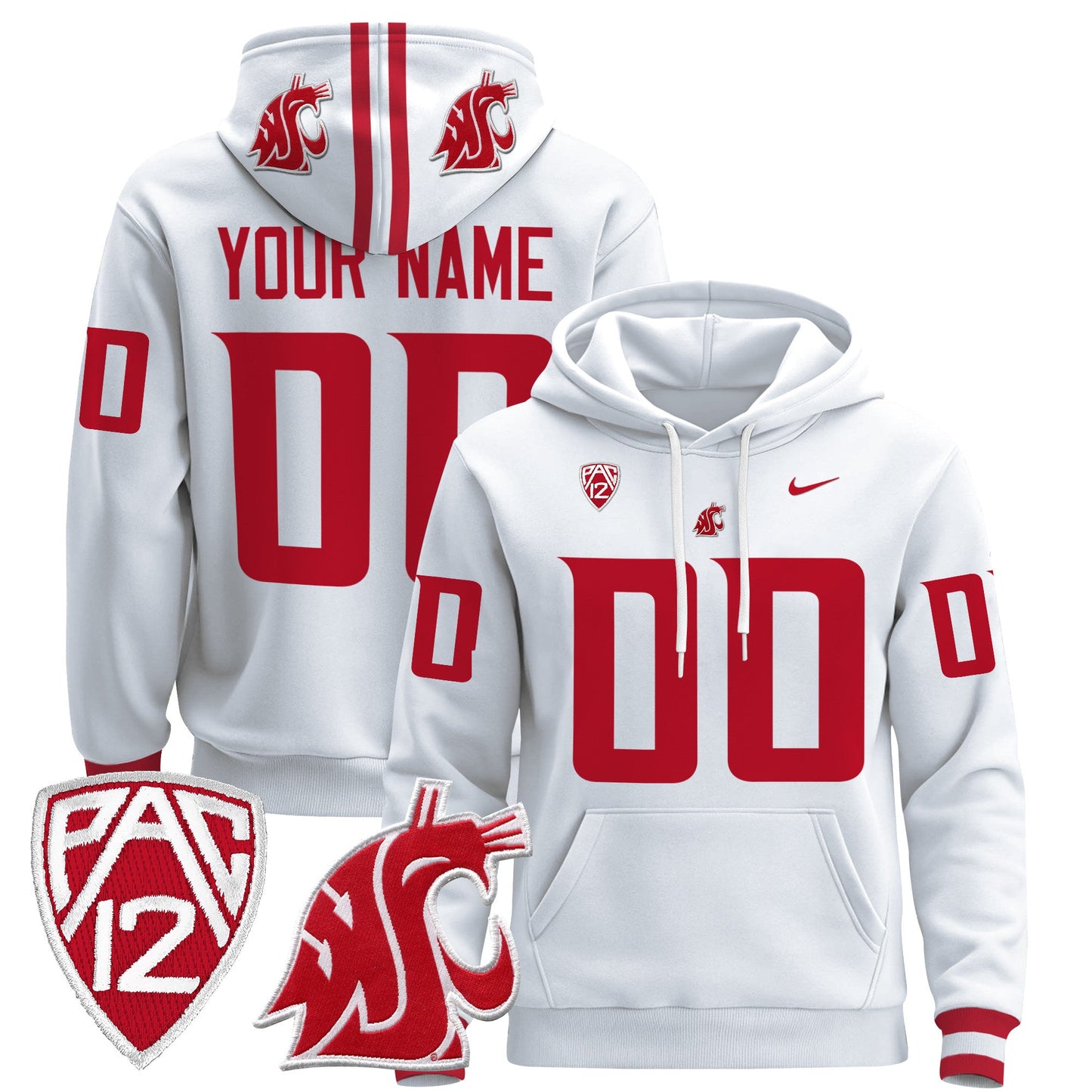 Washington State Cougars 2024 Custom Pullover Hoodie - All Stitched