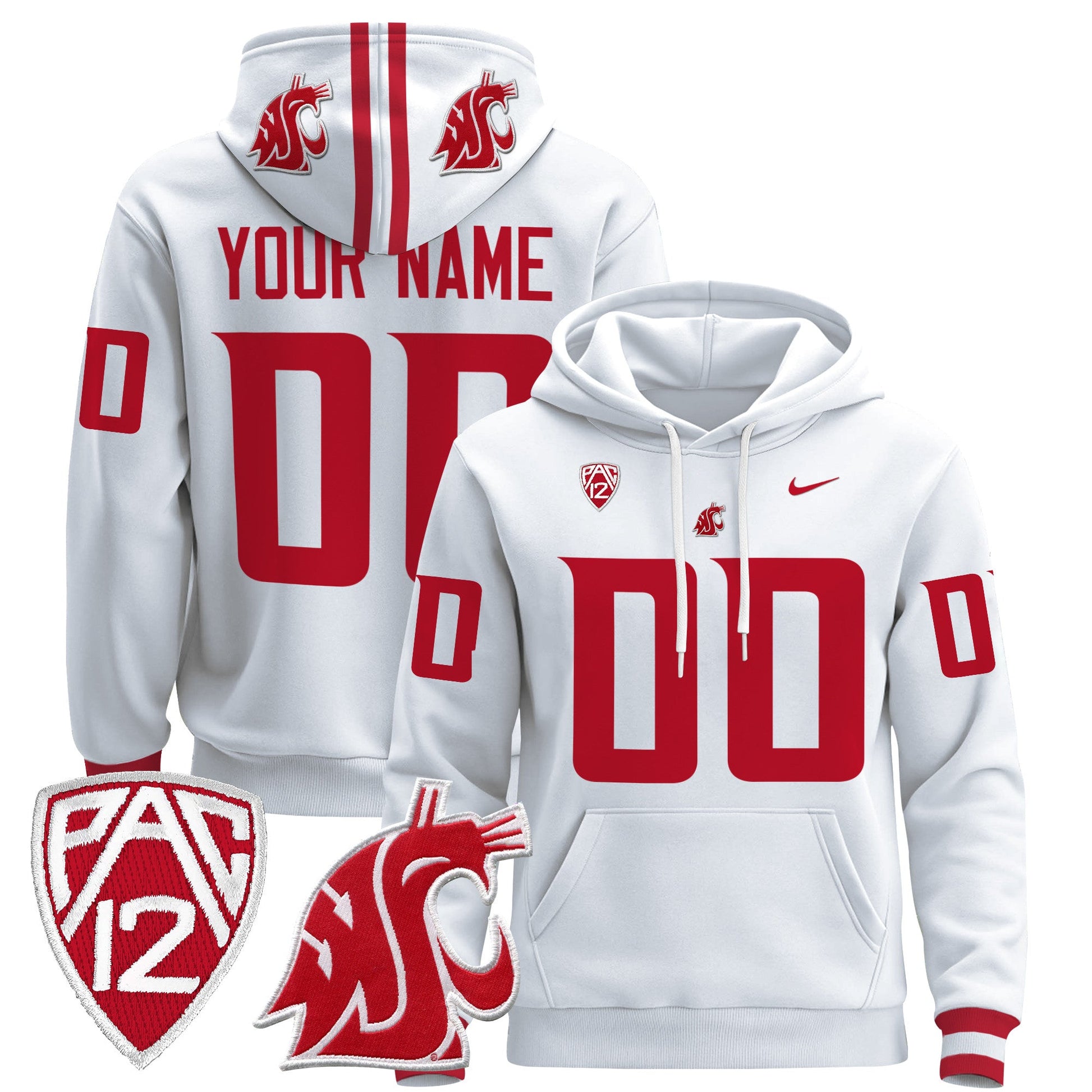 Washington State Cougars 2024 Custom Pullover Hoodie - All Stitched