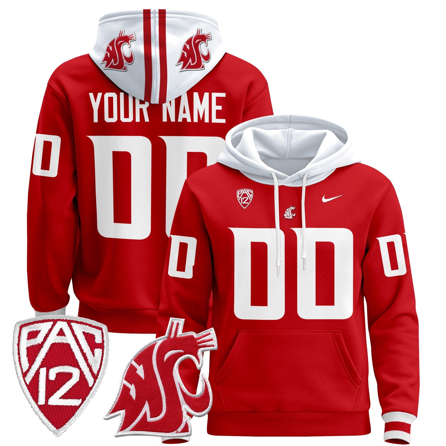 Washington State Cougars 2024 Custom Pullover Hoodie - All Stitched