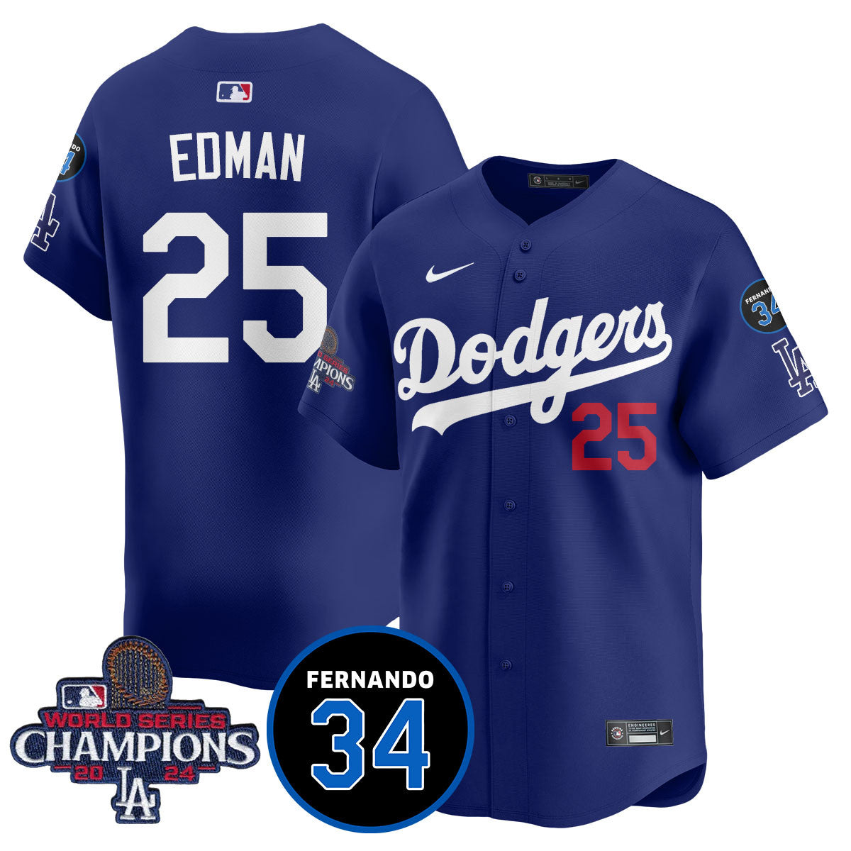 LA Dodgers - World Series Champions 2024/Fernando Valenzuela Memorial Jersey - All Stitched N1