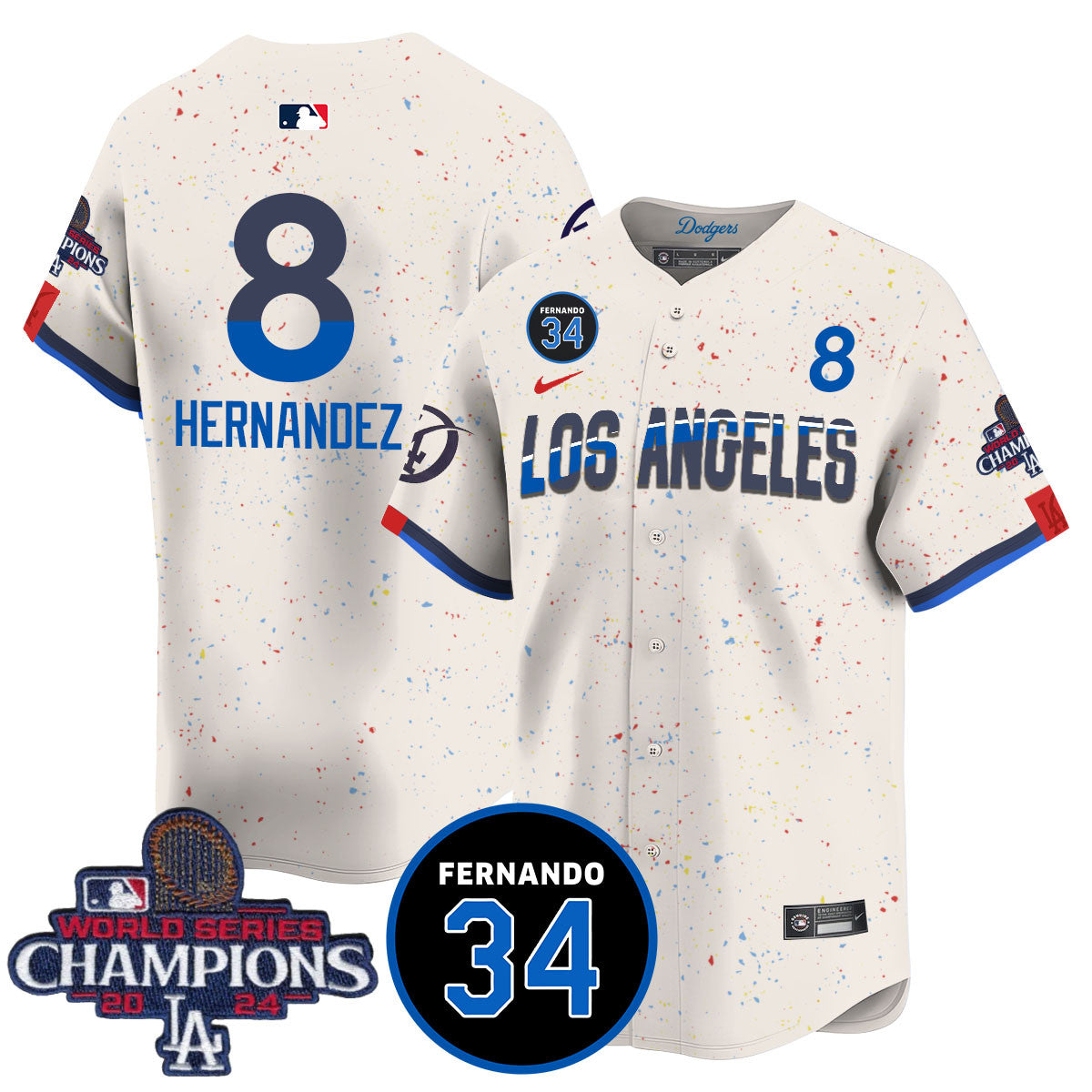 LA Dodgers - World Series Champions 2024/Fernando Valenzuela Memorial Jersey - All Stitched N08
