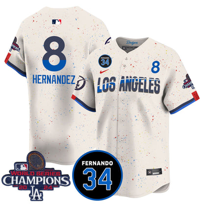 LA Dodgers - World Series Champions 2024/Fernando Valenzuela Memorial Jersey - All Stitched N08