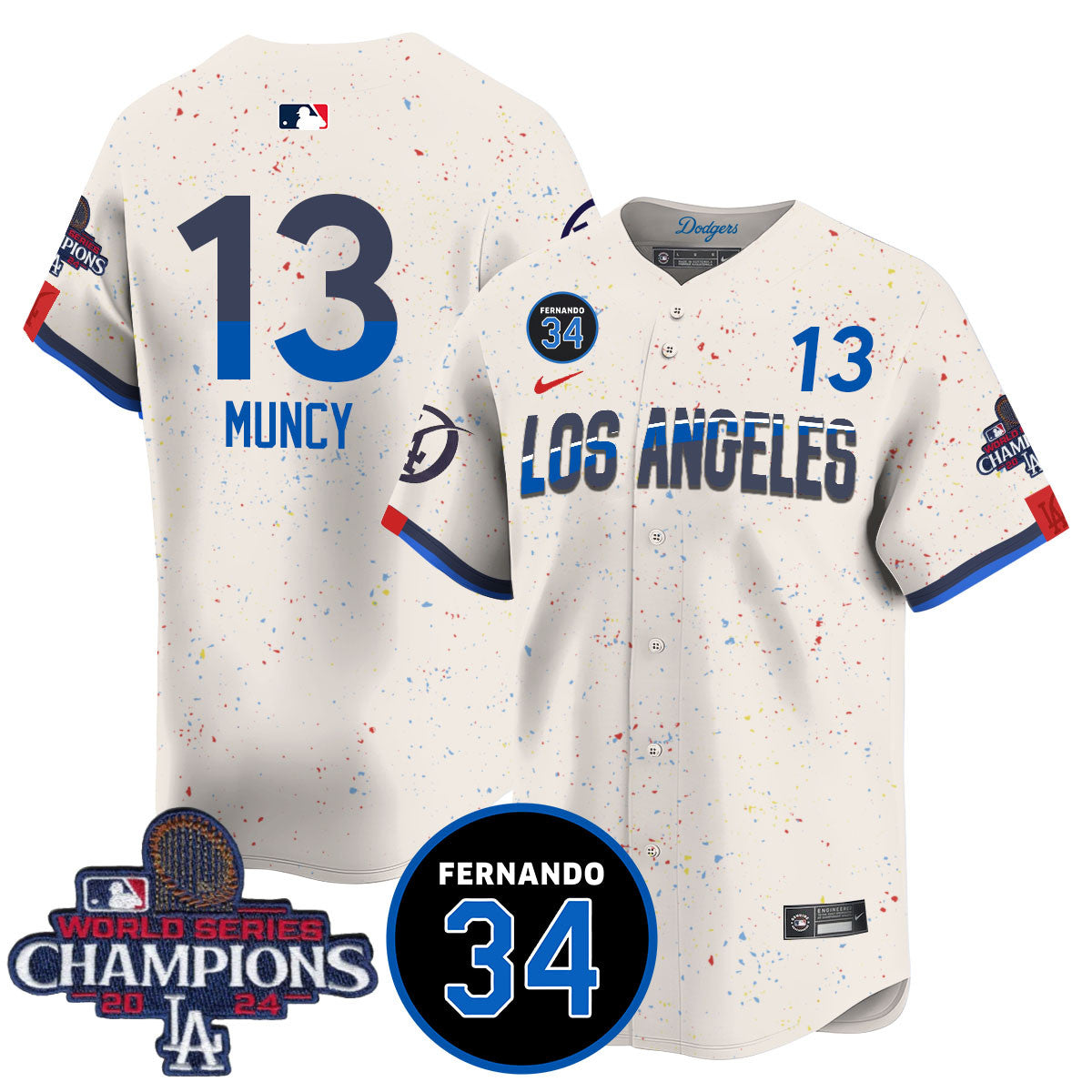 LA Dodgers - World Series Champions 2024/Fernando Valenzuela Memorial Jersey - All Stitched N08