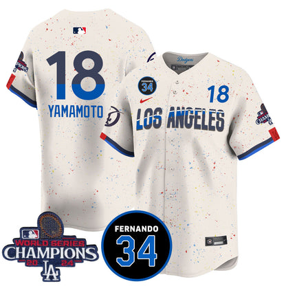 LA Dodgers - World Series Champions 2024/Fernando Valenzuela Memorial Jersey - All Stitched N08
