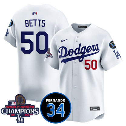 LA Dodgers - World Series Champions 2024/Fernando Valenzuela Memorial Jersey - All Stitched N08