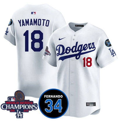 LA Dodgers - World Series Champions 2024/Fernando Valenzuela Memorial Jersey - All Stitched N1