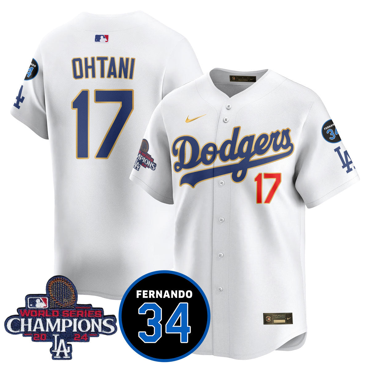 LA Dodgers - World Series Champions 2024/Fernando Valenzuela Memorial Jersey - All Stitched N08