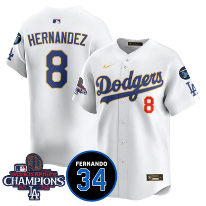LA Dodgers - World Series Champions 2024/Fernando Valenzuela Memorial Jersey - All Stitched N08