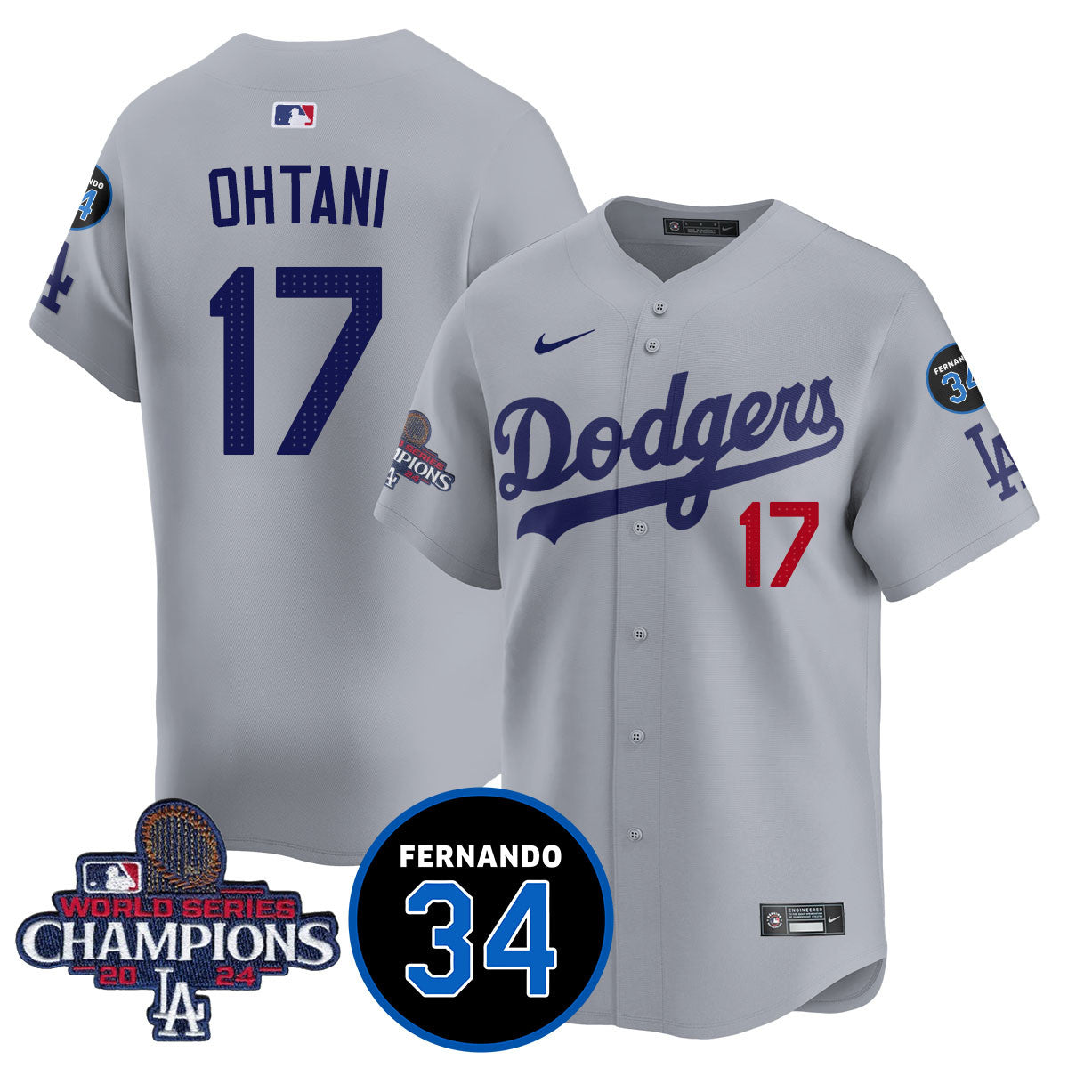 LA Dodgers - World Series Champions 2024/Fernando Valenzuela Memorial Jersey - All Stitched N1