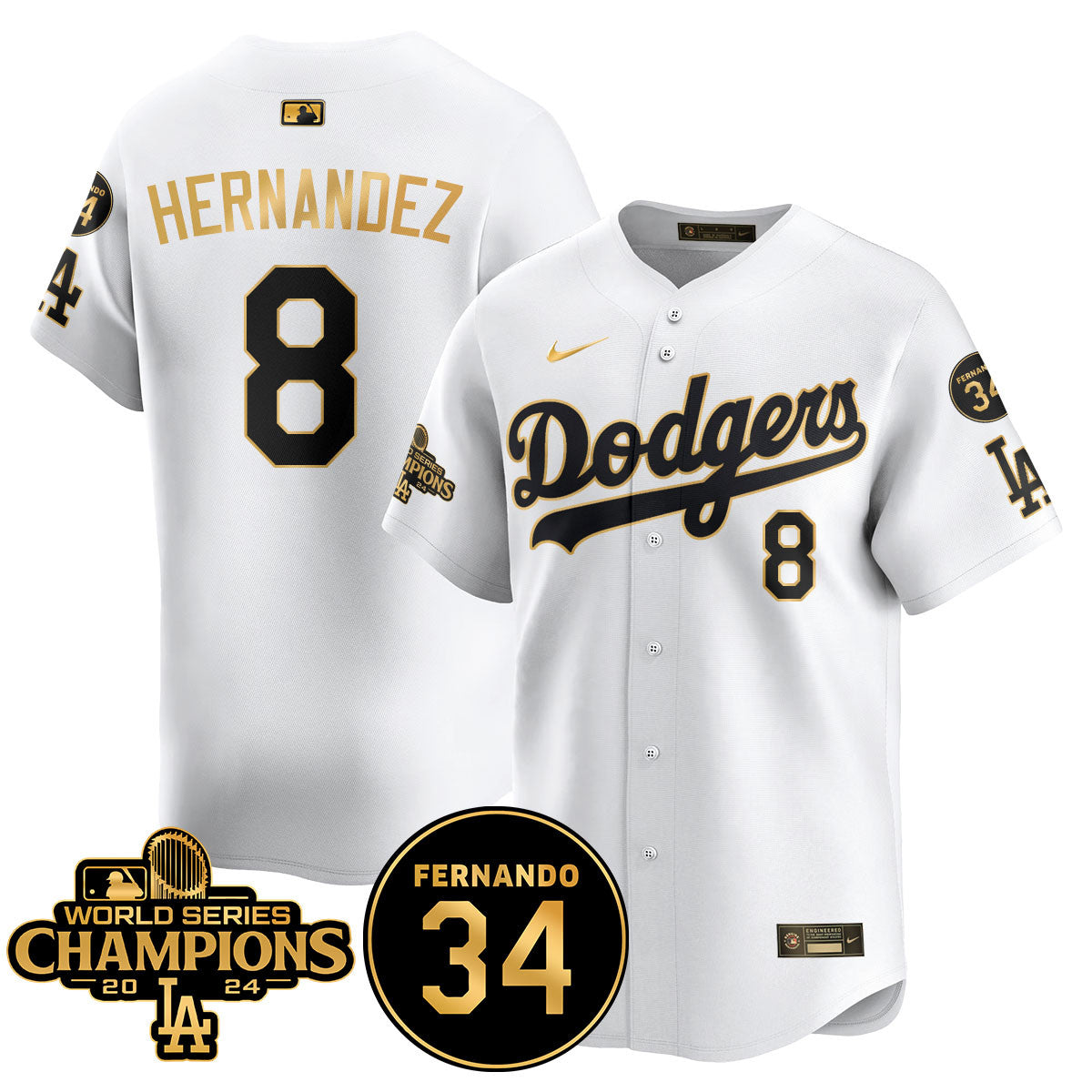 LA Dodgers - World Series Champions 2024/Fernando Valenzuela Memorial Jersey - All Stitched N08