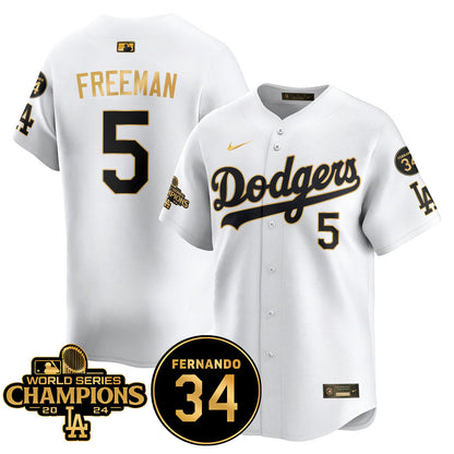 LA Dodgers - World Series Champions 2024/Fernando Valenzuela Memorial Jersey - All Stitched N08