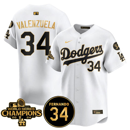 LA Dodgers - World Series Champions 2024/Fernando Valenzuela Memorial Jersey - All Stitched N08
