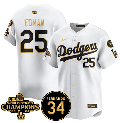 LA Dodgers - World Series Champions 2024/Fernando Valenzuela Memorial Jersey - All Stitched N08