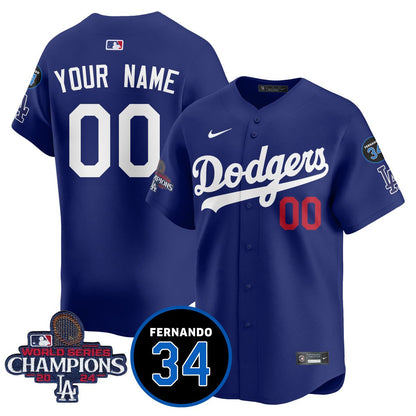 Custom Name/Gender LA Dodgers - World Series Champions 2024/Fernando Valenzuela Memorial Jersey - All Stitched N1