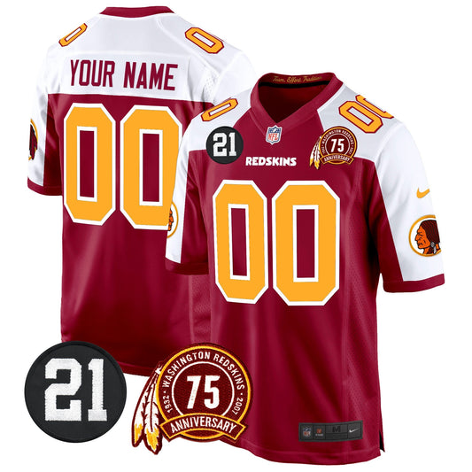 WR 75th & Sean Taylor Patch Game Custom Jersey - All Stitched