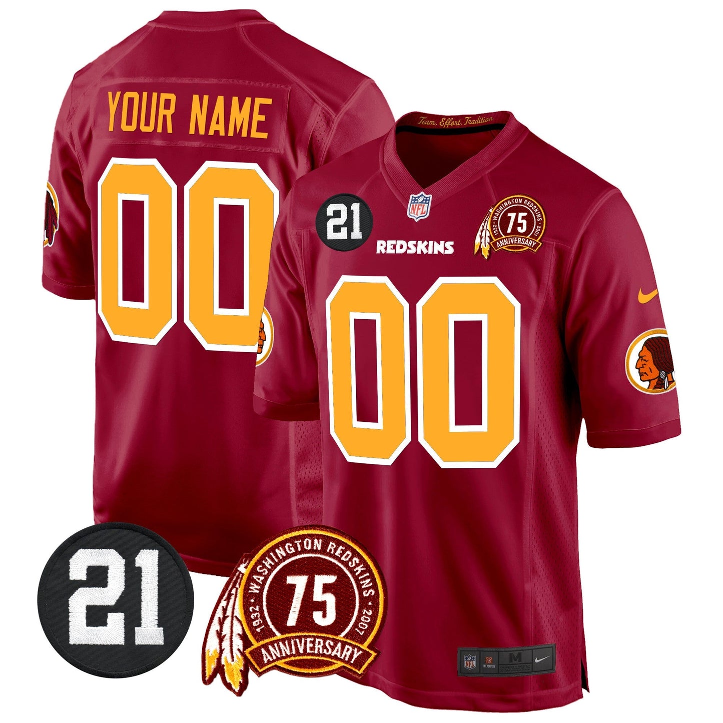 WR 75th & Sean Taylor Patch Game Custom Jersey - All Stitched