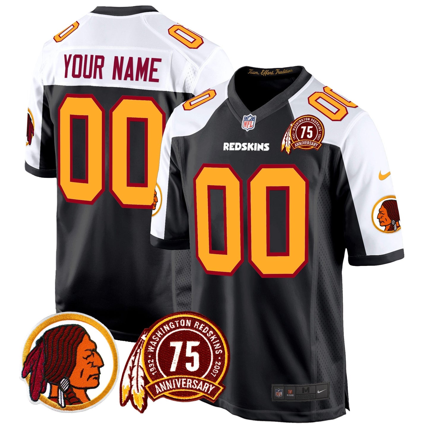 WR 75th Patch Throwback Game Custom Jersey - All Stitched