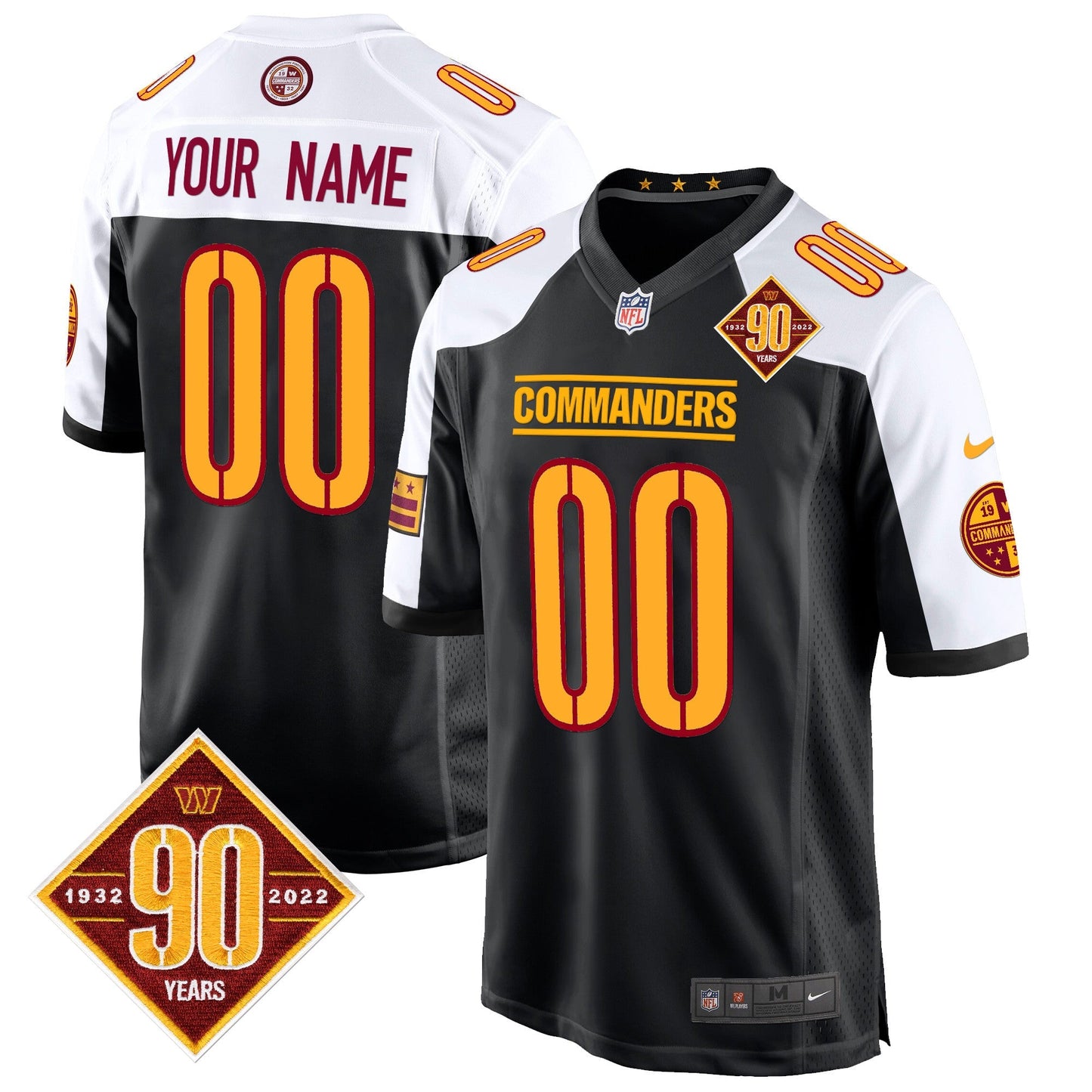 WAS 90th Anniversary Patch Game Custom Jersey - All Stitched