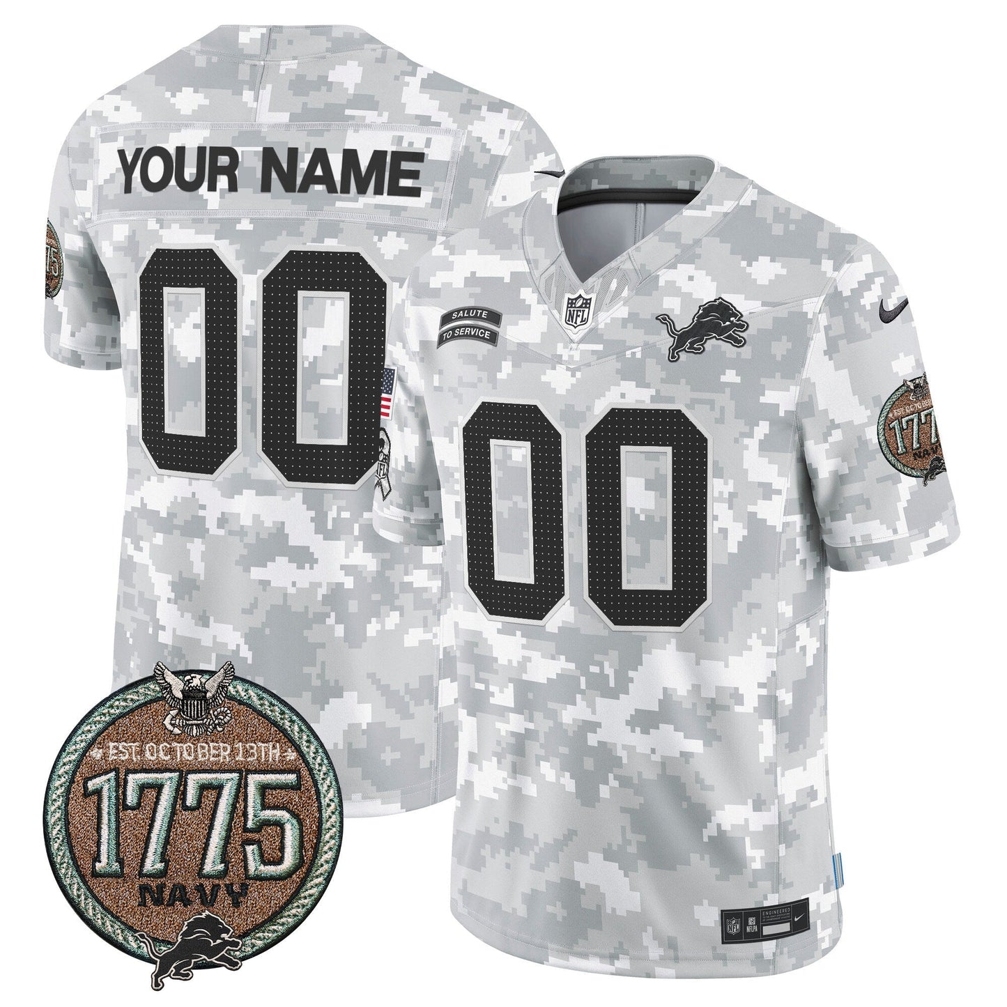 DET 2024 Salute to Service Establishment Year Patch Vapor Limited Custom Jersey - All Stitched