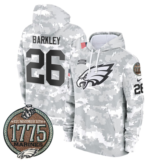 Eagles 2024 Salute to Service Establishment Year Patch Fleece Pullover Hoodie