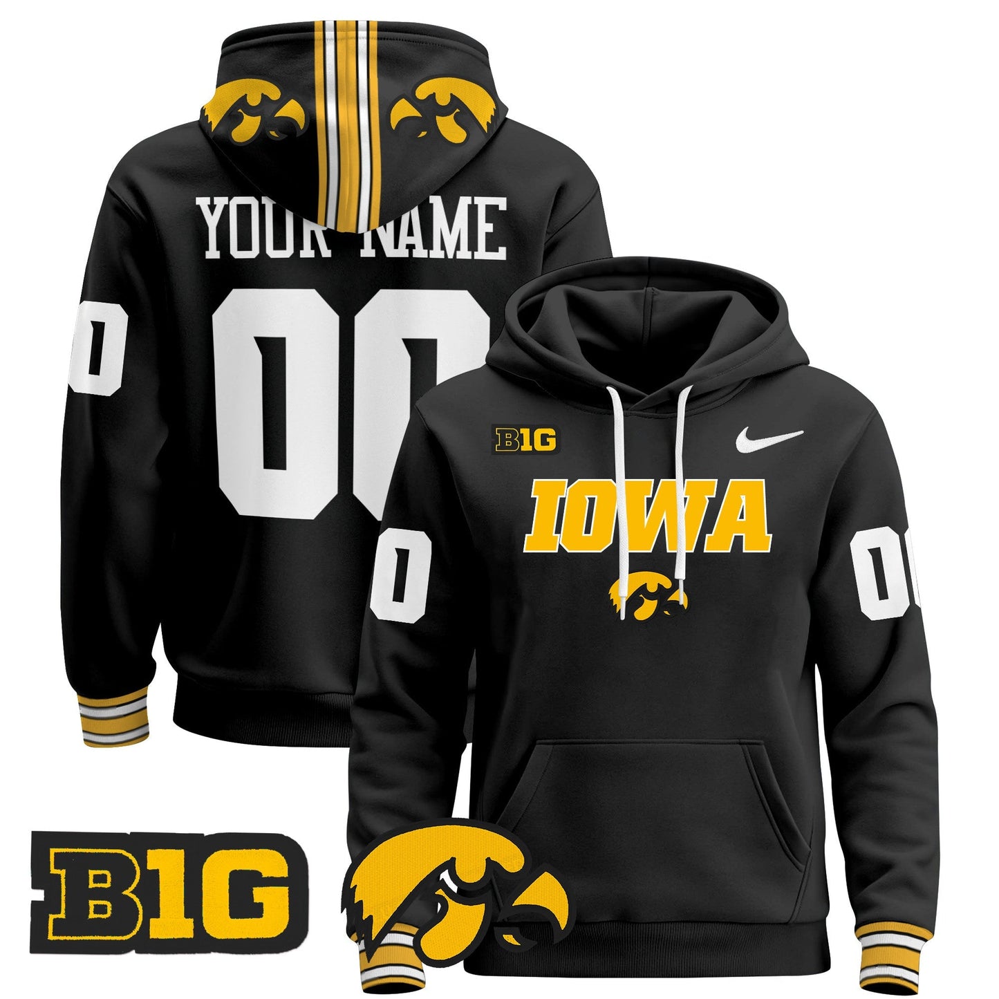Iowa Hawkeyes 2024 Custom Pullover Hoodie V3