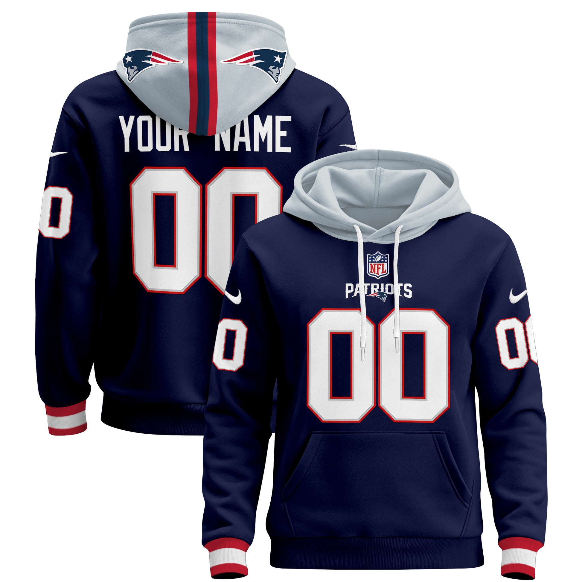New England Patriots 2024 Custom Pullover Hoodie - All Stitched