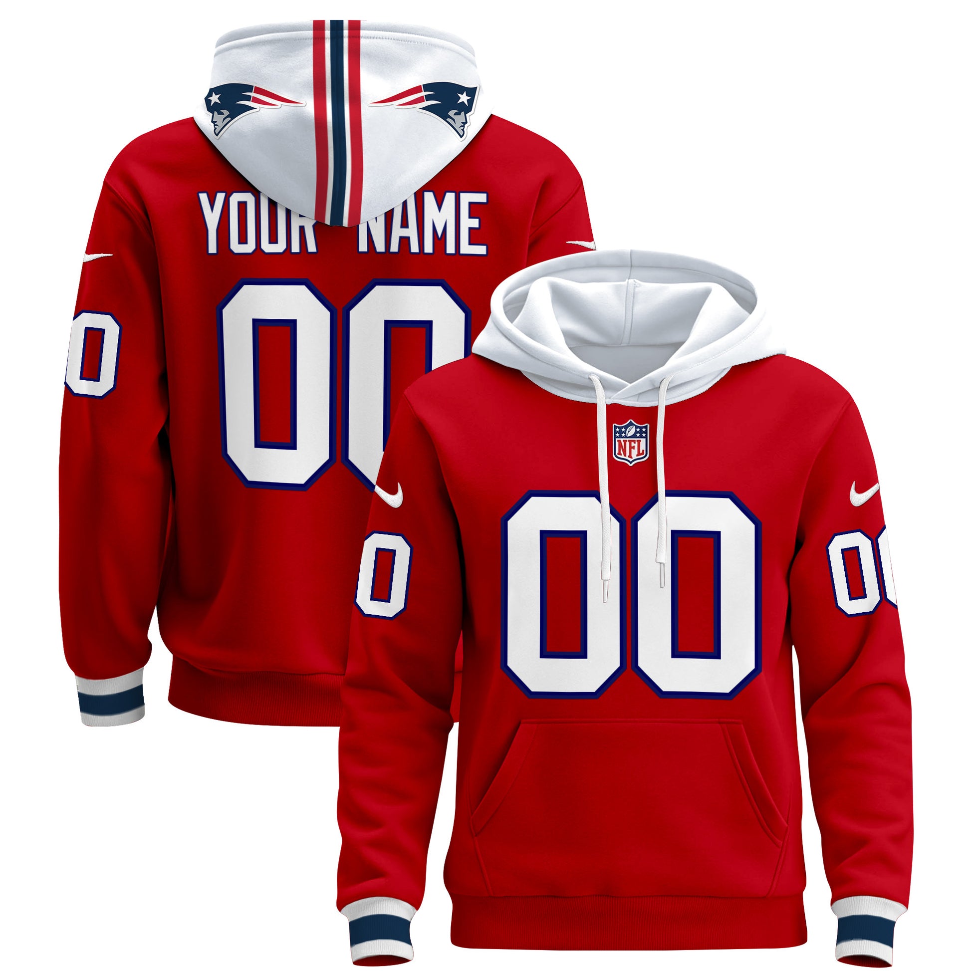 New England Patriots 2024 Custom Pullover Hoodie - All Stitched