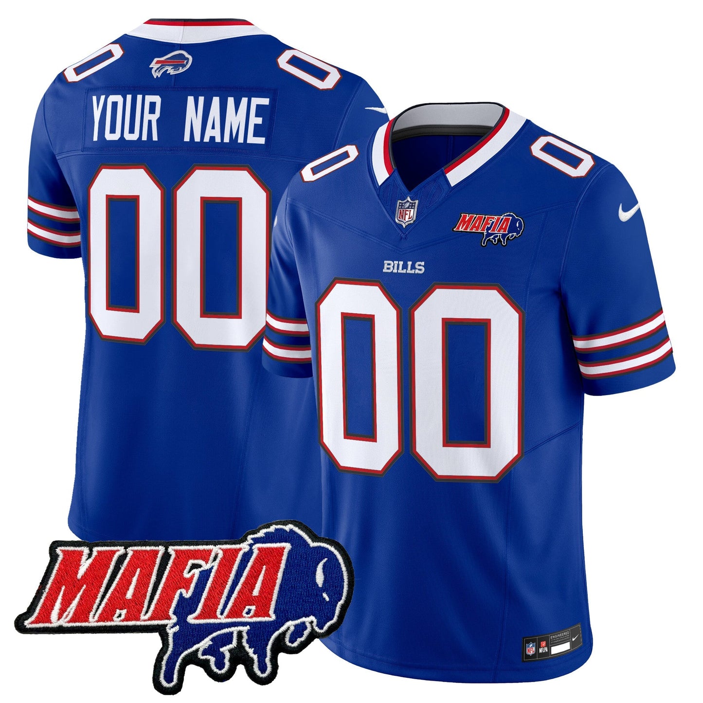 BUF 2024 Bills Mafia Patch Vapor Limited Custom Jersey - All Stitched