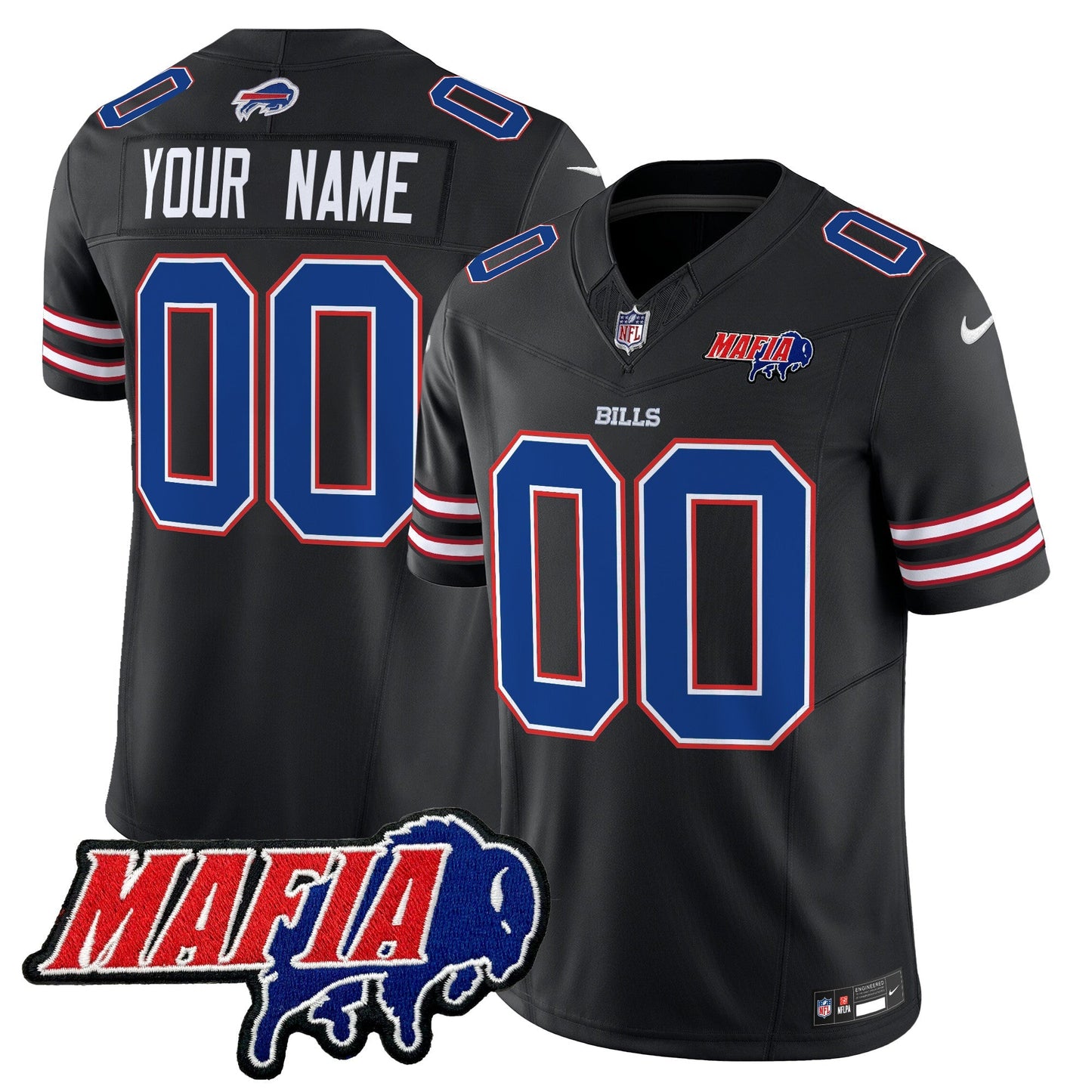 BUF 2024 Bills Mafia Patch Vapor Limited Custom Jersey - All Stitched
