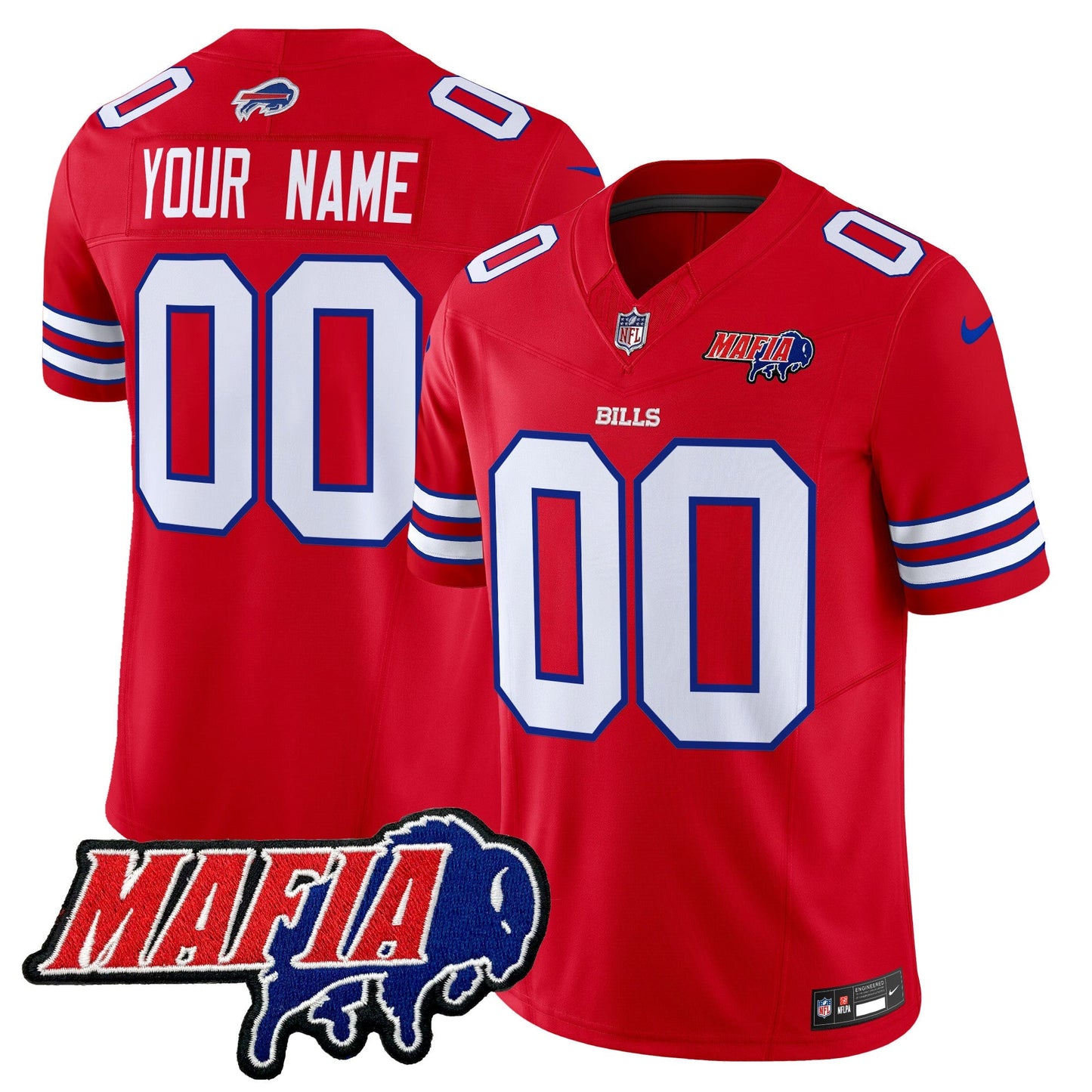 BUF 2024 Bills Mafia Patch Vapor Limited Custom Jersey - All Stitched