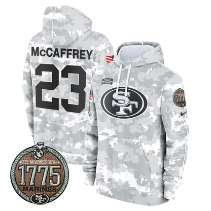 Men's 49ers 2024 Salute to Service Establishment Year Patch Fleece Pullover Hoodie - All Stitched
