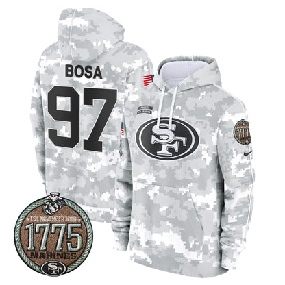 Men's 49ers 2024 Salute to Service Establishment Year Patch Fleece Pullover Hoodie - All Stitched