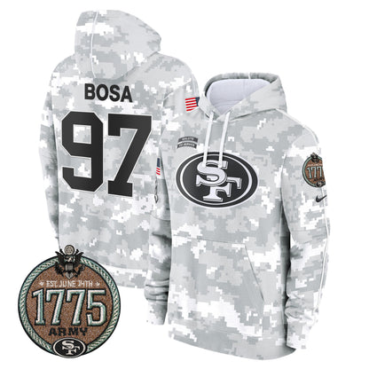 Men's 49ers 2024 Salute to Service Establishment Year Patch Fleece Pullover Hoodie - All Stitched